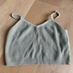 Sage green Ribbed Knit cropped tank